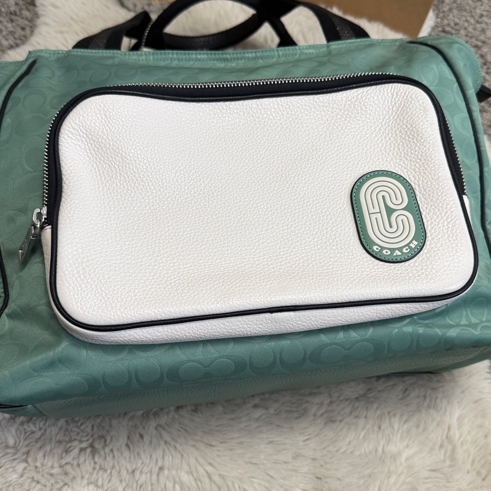 ✨ Coach Washed Green Court Tote In Colorblock Signature Nylon✨ - Picture 11 of 16